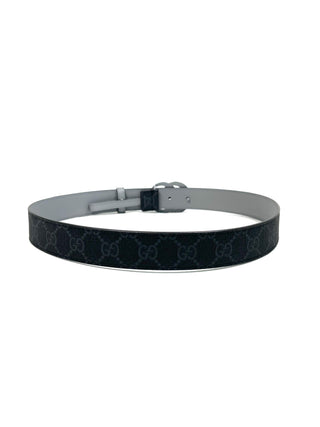Gucci Leather Belt GG Buckle Grey