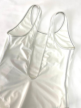 Burberry White Swimsuit with Brand Logo Patch