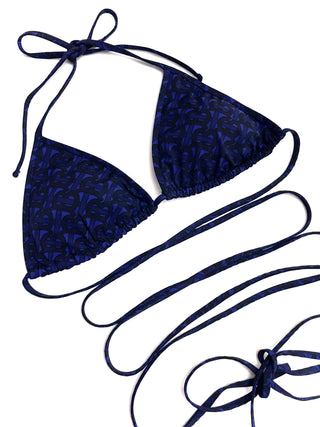 Burberry Dark Blue TB Logo Padded Bikini