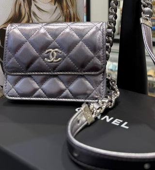Chanel Metallic Gradient Quilted Lambskin Clutch with Chain