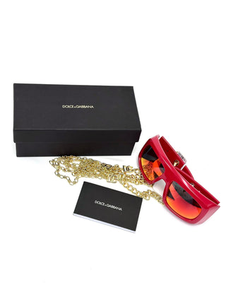 Dolce and Gabbana Therapy Sunglasses with Chain Red