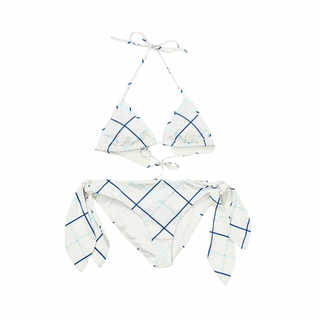 Burberry White Blue Caro Design Bikini