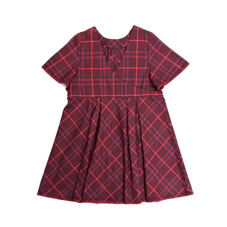 Burberry Maroon Red Classic Check Pattern Dress