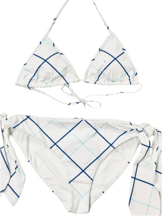 Burberry White Blue Caro Design Bikini