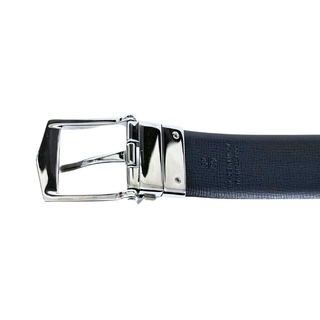 Burberry Maroon Red Black Reversible Leather Belt with Silver Branded Buckle