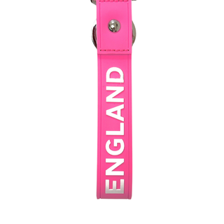 Burberry Pink Key Chain with White Name Print