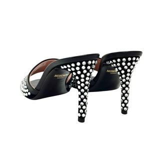Moschino Limited Edition 85 Crystal Embellished Mules Black