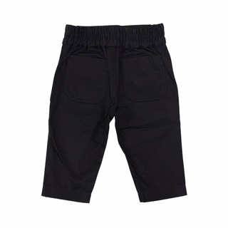 Burberry Black Trousers with Round Brand Logo Embroidered