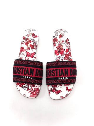 Christian Dior D Way Leather Mules Multicolor