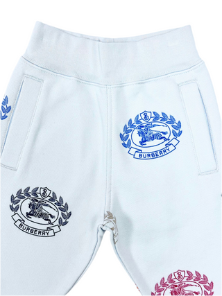 Burberry Baby Blue Jogger Pants with Colourful Brand Name Logos