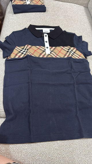 Burberry navy classic stripe polo shirt