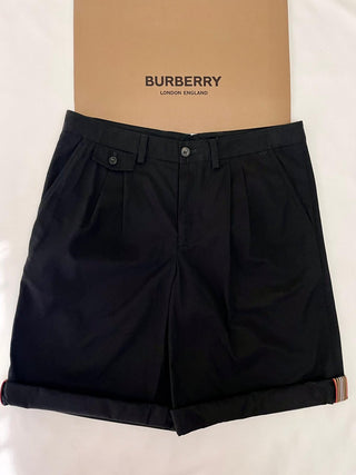 Burberry Black Shorts with Iconic Classic Stripe