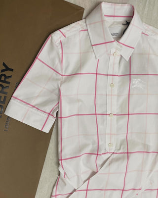 Burberry White Pink Caro Shirt Dress
