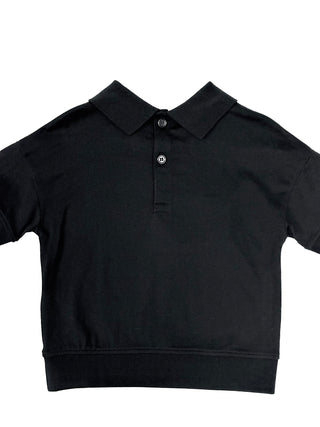 Burberry Black Gold Name Logo Polo Shirt