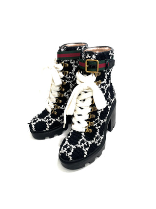 Gucci Black White GG Boots