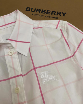Burberry White Pink Caro Shirt Dress