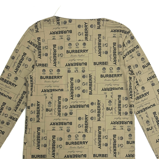 Burberry Beige White Collar Long Sleeve Polo Shirt with Brand Name Logo