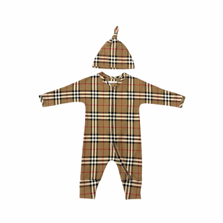 Burberry Classic Caro Patch Baby onesie and hat set