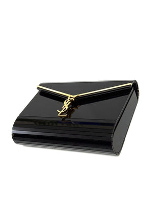 Saint Laurent Vicky Minaudiere Bag Black Glass