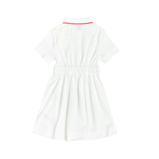 Burberry White with Red Embroidery Brand Logo Polo Dress