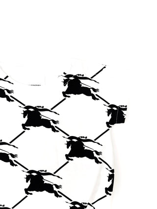 Burberry White with Black Horse Logo Baby Onesie