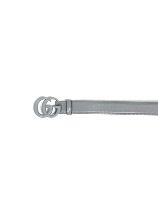Gucci Grey GG Buckle Leather Belt