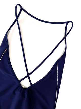 Burberry Navy Blue Back Classic Stripe Swimsuit
