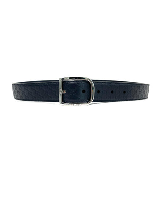 Gucci Leather Belt GG with Silver Buckle