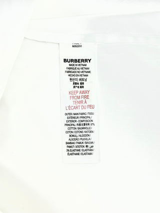 Burberry White Round Logo Classic Collar Shirt