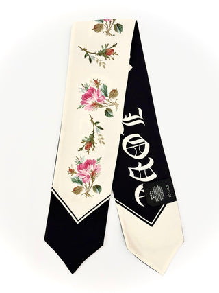 Gucci Blind For Love Black and White Silk Twilly/ Neck Bow