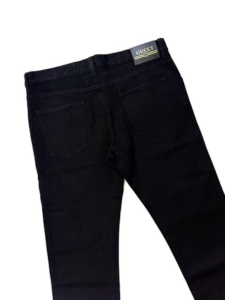 Gucci Black Denim Jeans with Gucci Embroidery