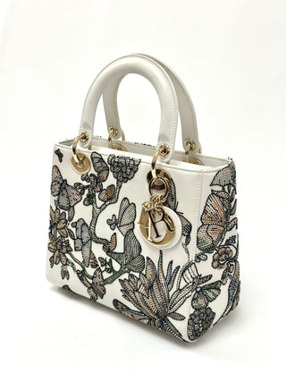 Lady Dior Medium Mexico Motif Microbead Embroidered Multicolor