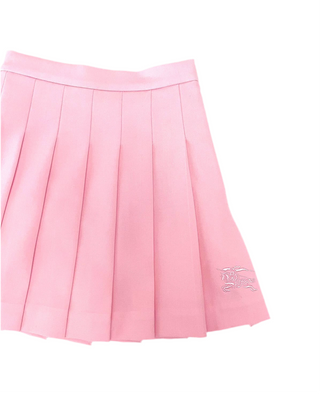 Burberry Baby Pink Plissee Skirt with Horse Embroidery
