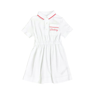 Burberry White with Red Embroidery Brand Logo Polo Dress