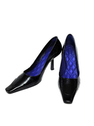 Burberry Calf Grain Black Leather Heels