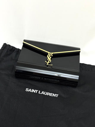 Saint Laurent Vicky Minaudiere Bag Black Glass