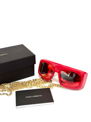 Dolce and Gabbana Therapy Sunglasses with Chain Red