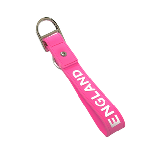 Burberry Pink Key Chain with White Name Print