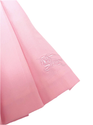 Burberry Baby Pink Plissee Skirt with Horse Embroidery