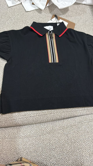 Burberry black iconic stripe polo shirt