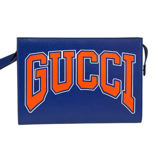 Gucci Pouch Blue and Orange with Gucci Print