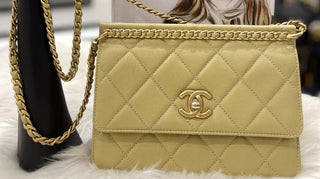 Chanel Light Yellow Caviar Quilted Chain