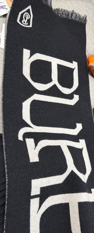 Burberry Wool Black with Burberry Print Scarf