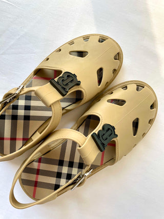 Burberry Beige Black TB Logo Jelly Shoes