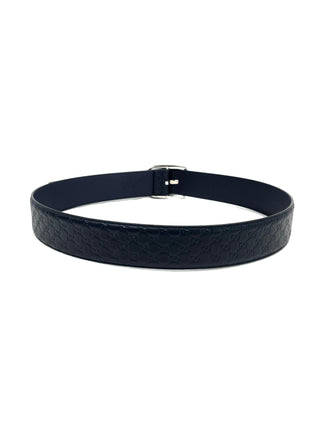 Gucci Leather Belt GG with Silver Buckle