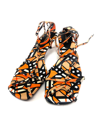 Burberry TB Black Orange Sandals