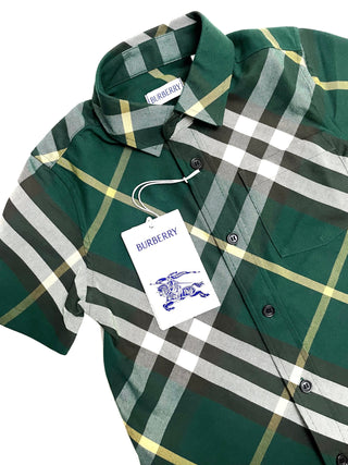 Burberry Green Classic Caro Patch Cotton Button Shirt