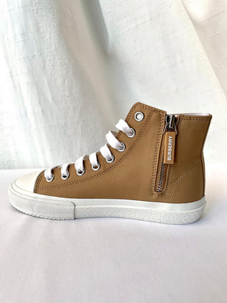 Burberry Orange High Cute Shoes with White Brand Name Logo