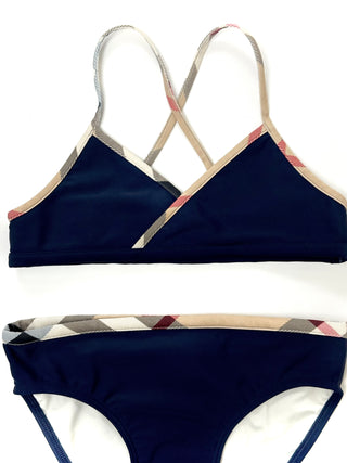 Burberry Navy Blue Classic Design Bikini