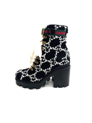 Gucci Black White GG Boots